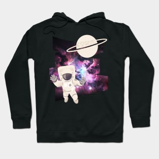 Floating astronaut Ufo alien abduction funny cute spaceship moon mars cosmic space Hoodie